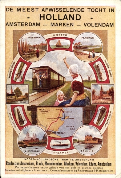Maps PC Noord Hollandsche Tram, Amsterdam, Dutch railways, costume, steamer