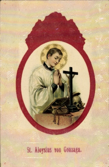 Embossed Passepartout Postcard Saint Aloysius of Gonzaga, portrait