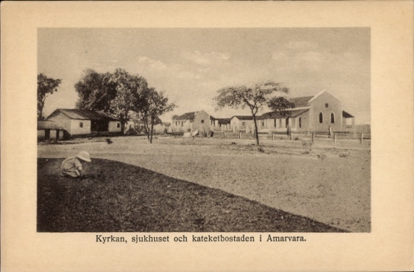 Postcard Amarvara India, Swedish Mission Church, Hospital, Catechist Residence