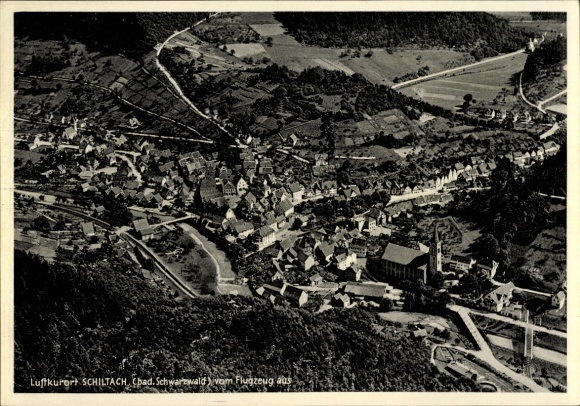 Postcard Schiltach in the Black Forest, aerial photograph