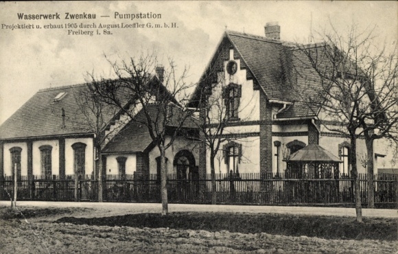 Postcard Zwenkau in Saxony, waterworks, pumping station
