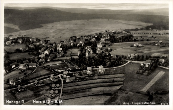 Postcard Hohegeiß Braunlage in the Upper Harz, aerial photograph