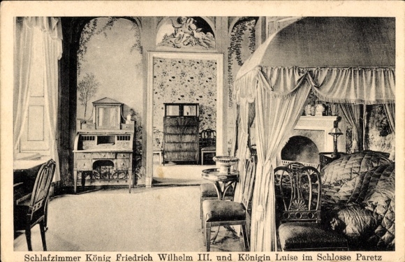Postcard Paretz Ketzin Brandenburg, Castle, Bedroom of King Friedrich Wilhelm III and Queen Luise