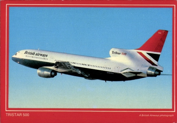 Postcard passenger aircraft British Airways, TriStar 500