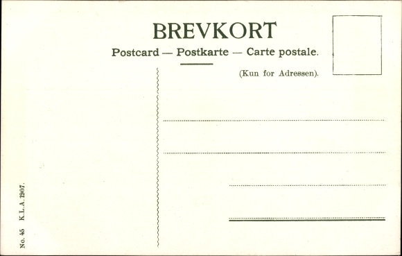 Postcard Woman in Danish Folk Costume, Basket, River