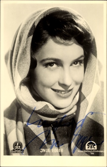 Postcard actress Inge Egger, portrait, FBZ Verlag, autograph