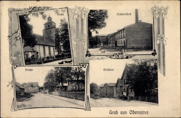 KP Obernjesa Rosdorf w Dolnej Saksonii, kościół, cukrownia, odcinek ulicy, mleczarnia