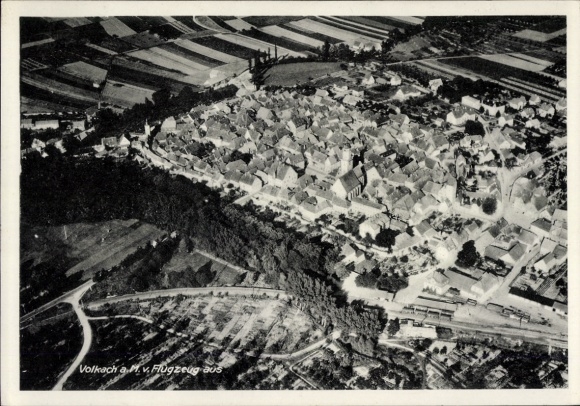 Postcard Volkach am Main Lower Franconia, aerial photograph