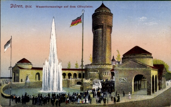 Ak Düren im Rheinland, Wasserturmanlage auf dem Kölnplatz