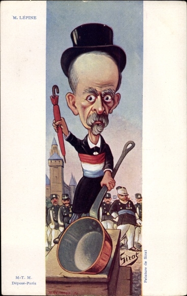 Kunstenaar Ak Sirat, Franse politicus Lepine, karikatuur, Dreyfus-affaire