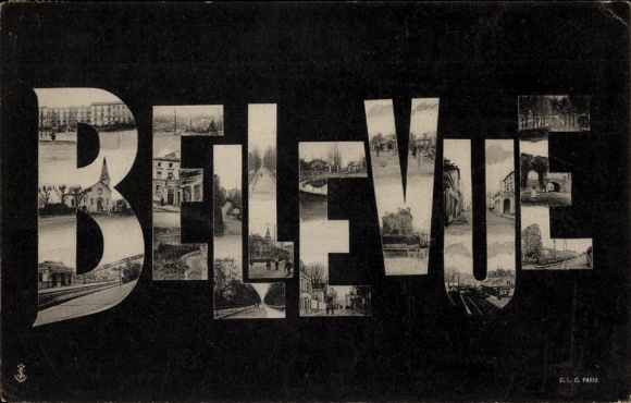 Buchstaben Ak Bellevue Hauts de Seine, Detailansichten