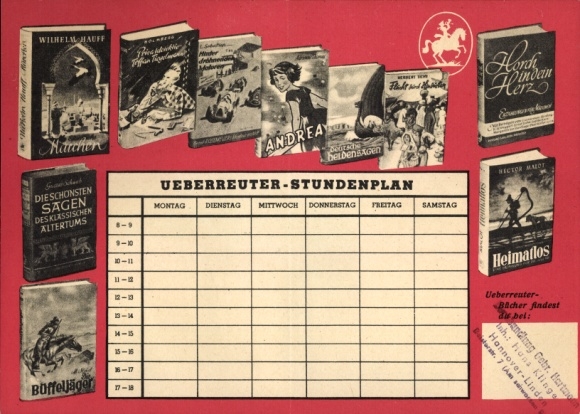 Timetable Ueberreuter youth books, list of books, new publications around 1960