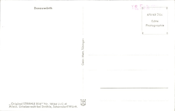 Postcard Donauwörth in Swabia Bavaria, aerial photograph