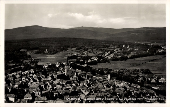 Postcard Oberursel in the Hochtaunuskreis Hessen, aerial photograph, Altkönig, Großer Feldberg