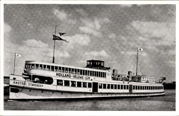 Statek KP Kasteel Staverden, Holandia Veluwe Lijn, Harderwijk Amsterdam vv Steamboat Mij