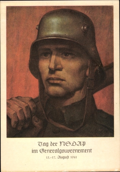 Künstler Ak Hoeck, W., Krakau, Tag der NSDAP im Generalgouvernement 1941, Wehrmachtsoldat