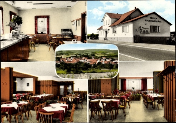 Ak Nieder Kainsbach Brensbach in het Odenwald Hessen, Pension Burg Schnellerts, gastenkamer, panorama