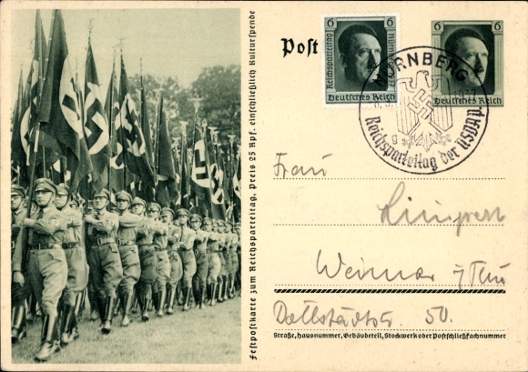 Ganzsachen Ak Nürnberg, Reichsparteitag der NSDAP 1937, SA