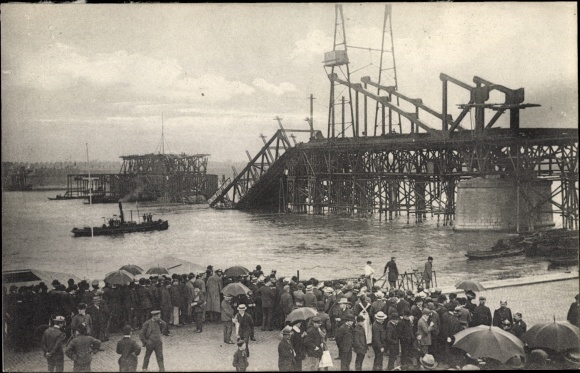 Postcard Köln am Rhein, southern bridge, collapsed during construction in 1908