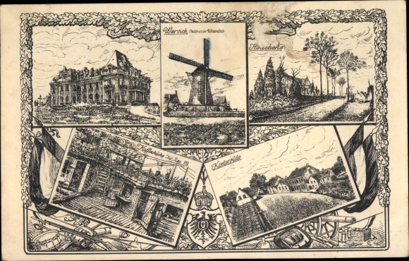 Artist PC Wervik Wervicq West Flanders, windmill, Hollebeke, Kortenvilde, 1. WW