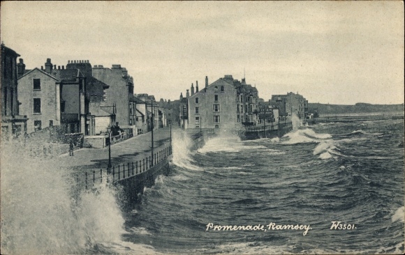 Postcard Ramsey Isle of Man, Promenade