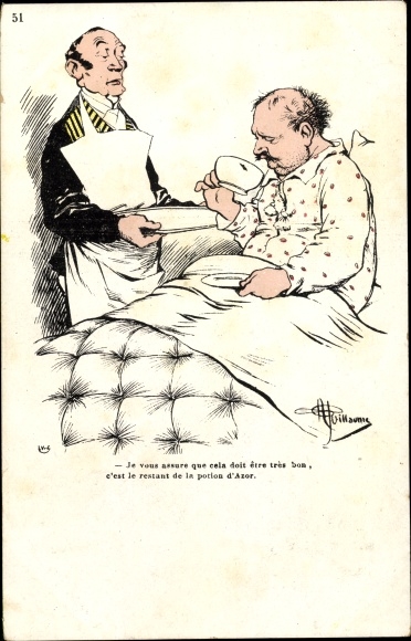 Artist PC Guillaume, Albert, butler serves man in bed