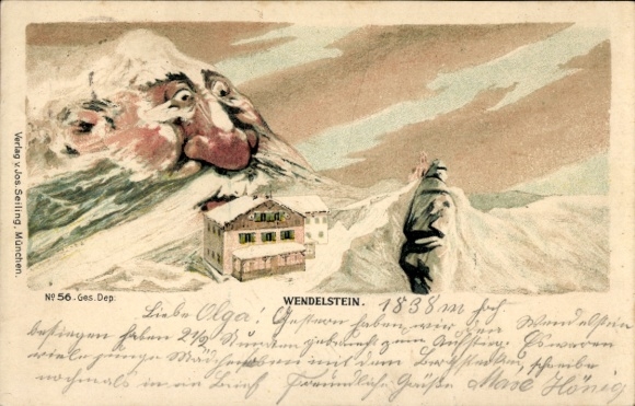 Artist Chromo-Litho Wendelstein, Mountains with Faces