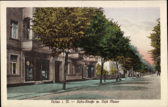 Postcard Velten in der Mark, Bahnstraße, Café Maass