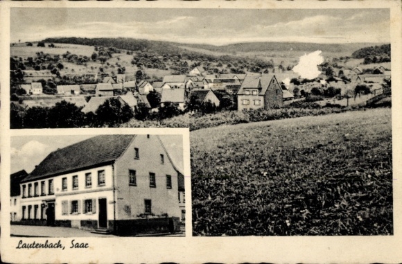 Postcard Lautenbach Ottweiler in Saarland, general view, Gasthof zum Krug