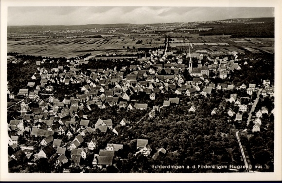 Postcard Echterdingen on the Fildern, aerial photograph