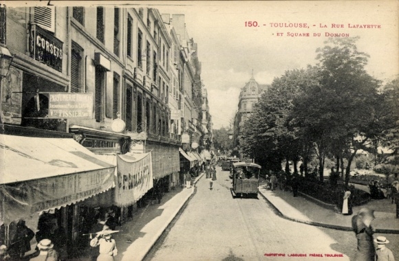 CPA Toulouse Haute-Garonne, Rue Lafayette and Square du Donjon