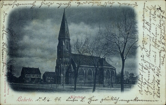 Postcard Taught in Lower Saxony, church
