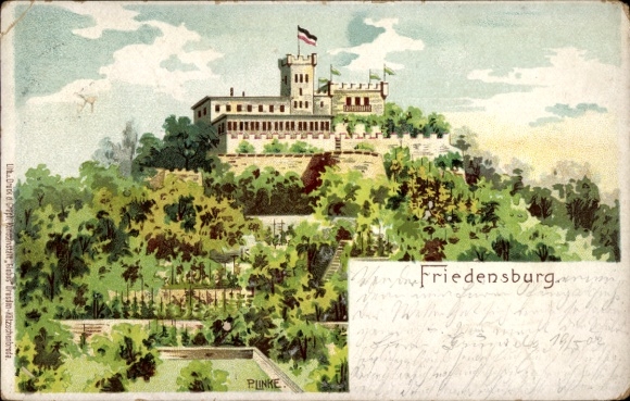 Künstler Litho Linke, P., Radebeul Sachsen, Berggaststätte Friedensburg