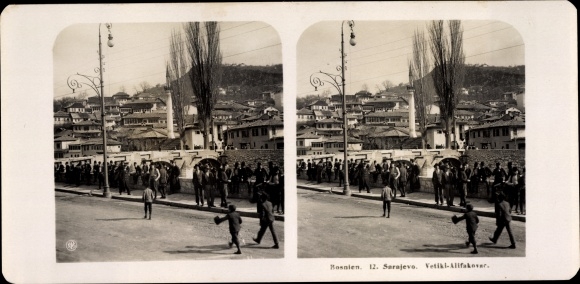Stereo Photo Sarajevo Bosnien Herzegowina, um 1905, Vetici Alifakovac