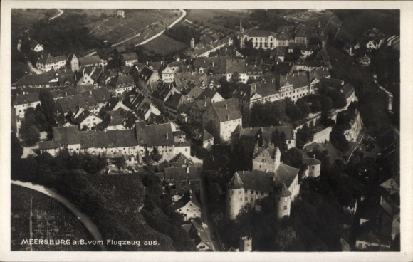 Postcard Meersburg on Lake Constance, aerial photograph
