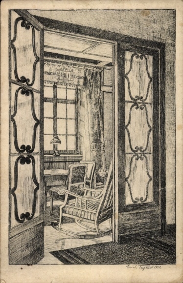 Artist Postcard Bad Salzschlirf in Hesse, bathing hotel, dining room