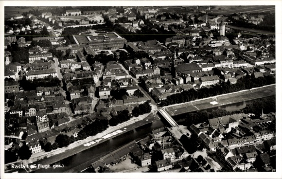 Postcard Rastatt in the Black Forest Baden, aerial photograph