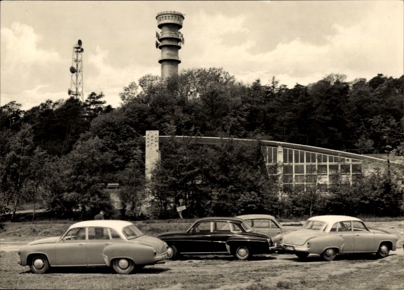 Ak Petersberg im Saalekreis, Fernsehpavillon, Aussichtsturm, Sendemast