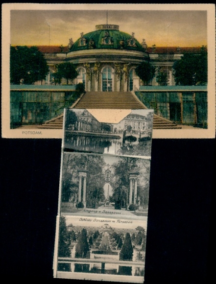 Leporello Postcard Potsdam, Sanssouci Palace, Terraces, Park Entrance