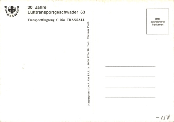 Samolot transportowy Bundeswehry C-160 Transall, samolot sanitarny, 30 lat istnienia 63. Dywizjonu Transportu Lotniczego