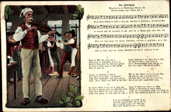 Song Ak Mückenberger, Der Zipfelsgörg, Vogtland volkslied, muzikant met viool, dansparen