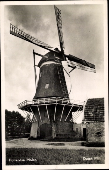 Postcard Groeten van de Veluwe, Dutch windmill, mill sail