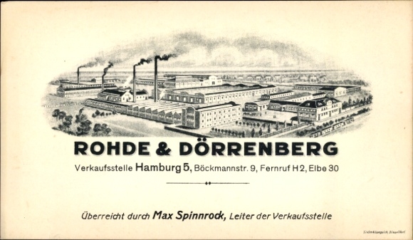 Ak Hamburg Mitte Sankt Georg, Verkaufsstelle Rohde & Dörrenberg, Maschinenbau Düsseldorf