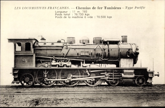 Postcard Les Locomotives Francaises, Machine 231-191, Tunisian Railways, Französische Eisenbahn
