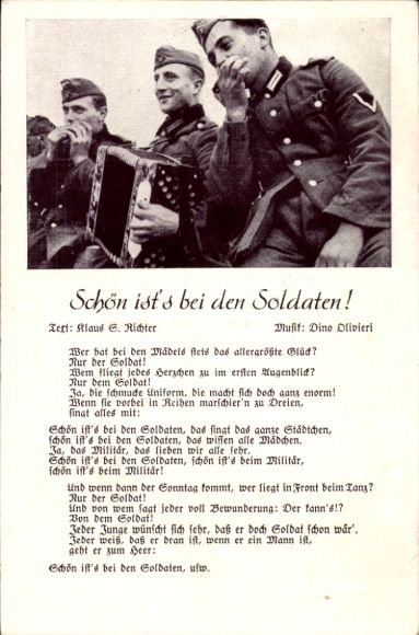 Lied Ak Schön ist's bei den Soldaten, Text Klaus S. Richter, Musik Dino Olivieri