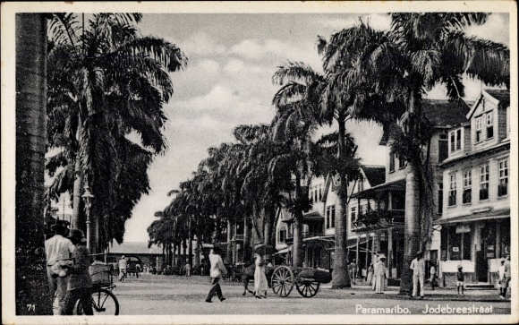 Postcard Paramaribo Suriname, Jodebreestraat