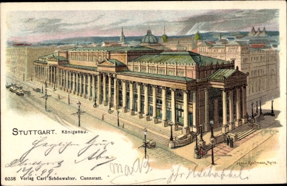 Kunstenaar litho Kaufmann, Hans, Stuttgart in Württemberg, Königsbau