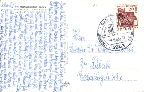 Postcard Heeßen near Bad Eilsen, Pensionshaus Stock