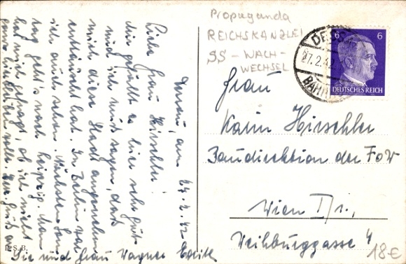 Postcard Berlin Mitte, Reich Chancellery, The Guard is relieved, Voßstraße, SS