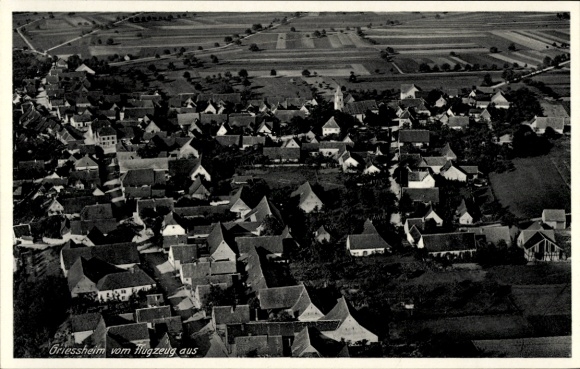 Postcard Grißheim Neuenburg am Rhein Baden, aerial photograph
